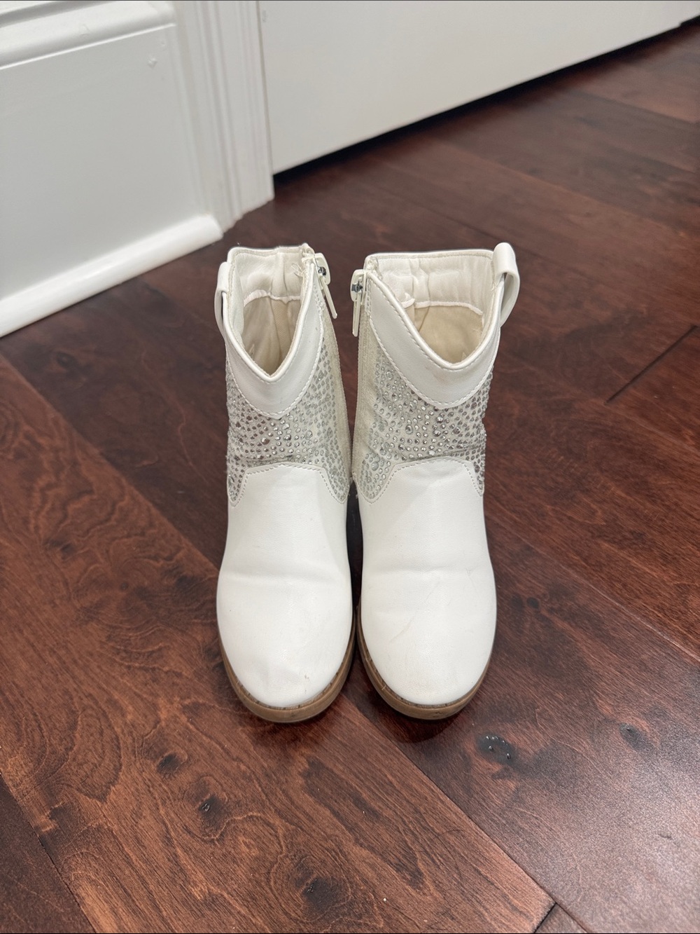 Toddler Girls White Rhinestone Cowgirl Boots Western Bling Jeweled, size 8 - Picture 3 of 9